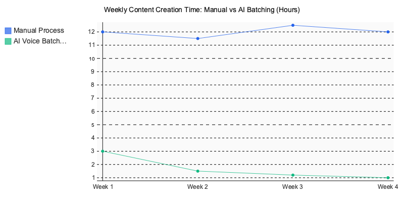 Chart: Weekly Content Creation Time: Manual vs AI Batching (Hours)